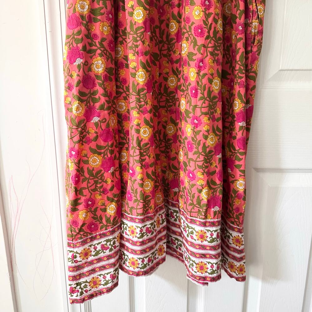 Mille Resort & Travel Passionfruit Saffron Midi Dress Orange Floral Print Medium - Picture 5 of 11